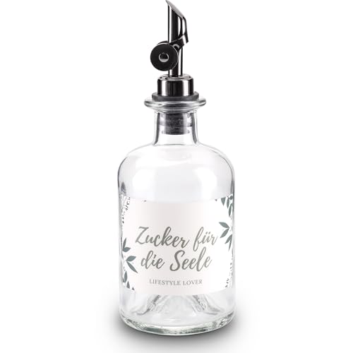 Lifestyle Lover Sucrier en verre - 350 ml - Doseur en acier inoxydable - Idéal pour le sucre blanc marron (sucre pour l'âme)