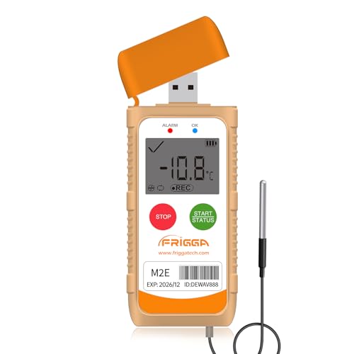 Frigga M2E Mehrzweck-Temperatur-Datenlogger mit externem Sensor USB-Digital-Temperaturschreiber 14400 Punkte hohe Genauigkeit PDF CSV Bericht
