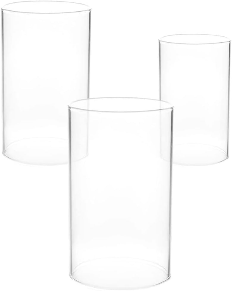 HOMSFOU 3Pcs Open Ended Glass Hurricane Candleholder Tube