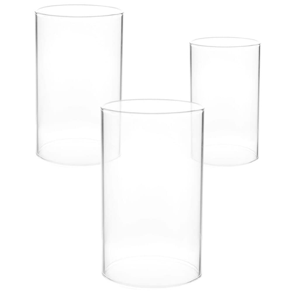 HOMSFOU 3Pcs Open Ended Glass Hurricane Candleholder Tube Shade Kerosene Lamp Shade Replacement Cylinder Flame Candle Tube Cover Food Serving Container for Home 20X8X8CM