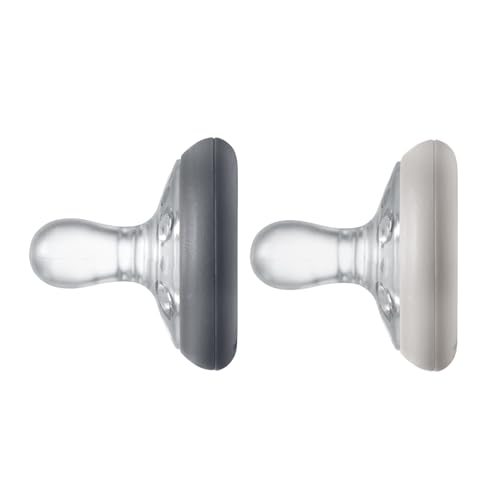Image of Tommee Tippee Breast-Like Pacifier, Skin-Like Texture, Symmetrical Design, BPA-Free Binkies, 6-18m, 2-Count, Slate/Cedar