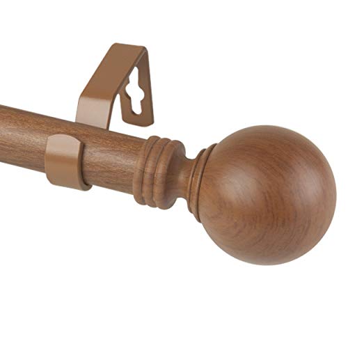 Rod Desyne 1" Evelyne Faux Wood Single Curtain Rod, 160-240 Inch, Chestnut #TOP20