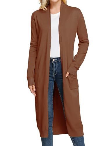 Image of GRACE KARIN Essential Solid Open Front Maxi Long Knitted Cardigan Sweater for Women