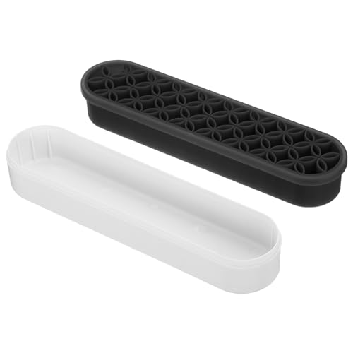 Image of PATIKIL Diamond Painted Pen Holder, 2 Pack Silicone Makeup Brush Holder Multi-Purpose Cosmetic Storage Box Desktop Organizer for Art Craft, Black
