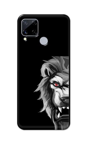 Image of PRINTFIDAA Printed Hard Back Cover Case for Realme C15 | Realme C12 | Realme Narzo 20 | Narzo 30A | Realme C25 | C25s Back Cover (Angry Lion) -112
