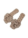 GORGLITTER Women's Bow Cute Sandals Trendy 2025 Graphic Print Dressy Open Square Toe Summer Slide Flat Sandals Brown Floral 8