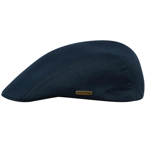 Sterkowski Gecko - Gorro de Verano (100% Lino, Muy Ligero, con Banda de algodón para el Sudor, Azul Marino, 57