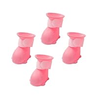 GRIRIW Dog Rainboots Set of 4 Non-slip Warm and Easy to Pet Rainshoes for Weather
