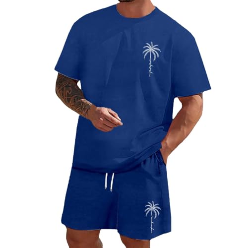 Conjunto hombre elegante verano de dos piezas con camiseta manga corta y pantalones cortos