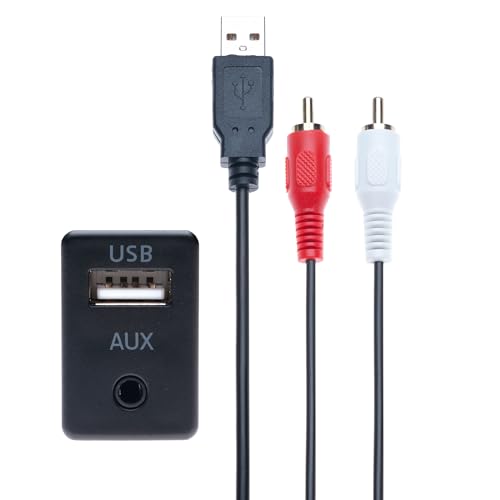 Keple USB RCA Flush Mount Cable 1M USB 2.0 Male to Female and 2 Two RCA Male to 3.5mm Female - Image 2