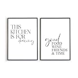 4one Pictures - Poster Set für die Küche - aufeinander abgestimmte Bilder für die Küche - Fertige Bilderwand - Wanddeko optional mit Bilderrahmen (2er-Küche-2)