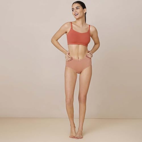 Image of NYKD Easy Breezy Slip-On Bra (Pack of 2) - Black & Carrot (M) | Ultra-Soft, Adjustable Fit, No-Roll Bottom Band, Trendy & Comfortable