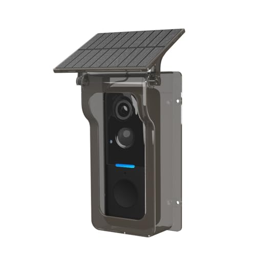Whychstore Caméra de Sonnette Sans Fil avec Couverture Solaire, Vidéo 1080P, Interphone avec Vision Nocturne et Détection de Mouvement PIR, Sécurité...