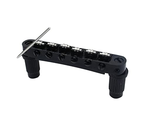 Guyker Guitar Tune-O-Matic Roller Saddle Bridge Replacement Part Compatible with Gibson Les Paul LP SG Style 6 String Electric Guitar - GM005, Black