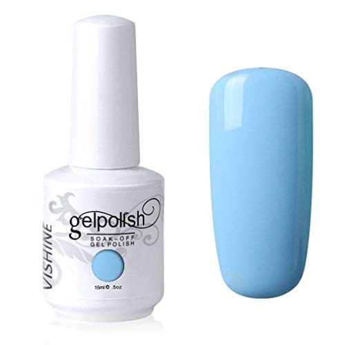 Vishine Gelpolish Gel Nail Polish Lacquer Shiny Color Soak Off UV LED Professional Manicure Pinkish Blue(1595)