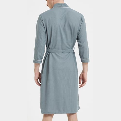 Bata de dormir suave para hombre albornoz de longitud media ideal para mañanas de descanso 5