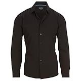 Nautica Slim Fit Mens Dress Shirts Long Sleeve Performance Polyester Fabric Wrinkle Free 4-Way Stretch Black Solid