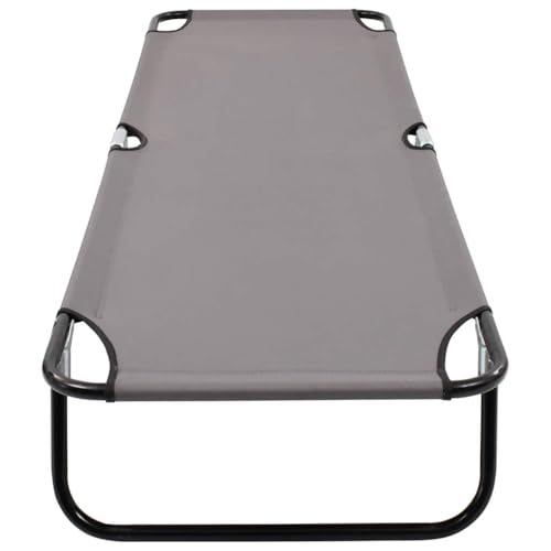 Chaise longue d'extérieur pliante en acier gris transat balcon - 6