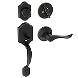 HOSOM Oil Rubbed Bronze Front Door Handle Set, Single Cylinder Exterior Door Lock Set with Deadbolt,Reversible for Right and Left Handed Doors