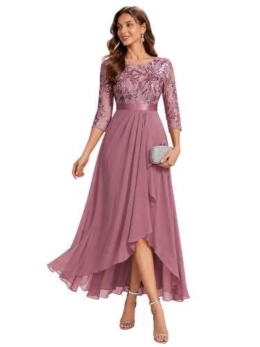 Ever-Pretty Women's 3/4 Sleeve Midi Sequin Formal Mother of the Bride Dress