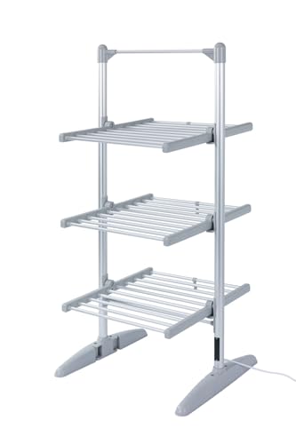 Electric Heated Clothes Airer, 3-Tier Cloth Dryer, Drying Rack, 24 Bars with 21m Drying Space, 220W Energy-Efficient Dryer, Foldable and Compact Design, 130cm Height, Durable Aluminium Frame