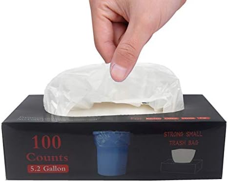 Feisco Medium Bin Bag,20 Liters/5.2 Gallon Extra Strong Clear Trash bag Garbage Bag Bin Liner,100 Counts for Home,Office,Car (20 Liters)