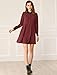 Allegra K Women's Casual Checks Grid Loose Babydoll Contrast Collar Shift Mini Dress Small Wine