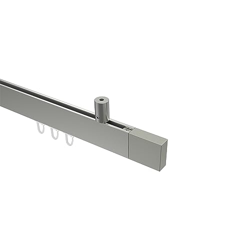 Interdeco Innenlaufstangen (Deckenbefestigung) eckige Gardinenstangen Edelstahl Optik Typ 10212934, 100 cm