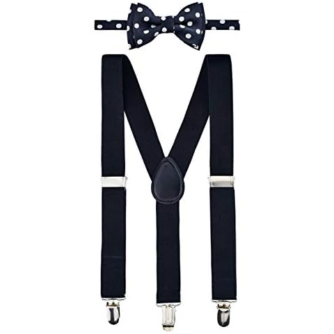 Retreez Boy's Suspender Bow Tie Set with Polka Dots Cover