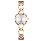 RORIOS Elegante Orologio da donna, analogico, al quarzo, simulato, con diamanti e squisiti, da ragazza, in acciaio inox, da donna, oro rosa, Bracciale