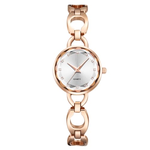 RORIOS Elegant Women's Analogue Quartz Watch Simulated Diamond Watch Exquisite Girl Stainless Steel Watch Women Watch, Rose Gold, Bracelet, Pink Gold, Bracelet