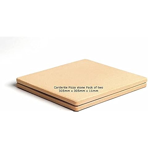 FORNO BUONO® SQUARE PIZZA STONE 305mm x 305mm x 11mm PACK OF TWO Cordierite Baking/Pizza Stones - For Oven, Grill or BBQ Cover