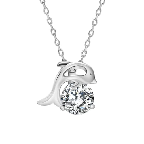 Collier dauphin moissanite argenté pour femme pendentif élégant