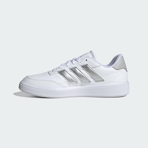 adidas Womens CourtBlock White/Silver Metallic/Grey 6