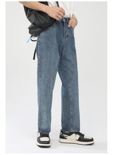 Men's Denim Jeans Hong Kong Style Retro Loose Straight Leg Casual Office Daily Pants for Men4