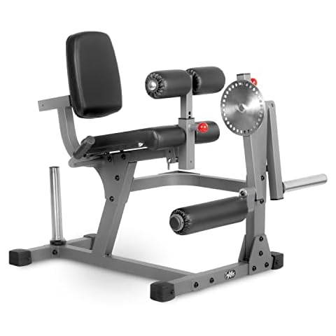 XMARK Seated Leg Extension and Leg Curl Machine, Lower Body Adjustable Leg Exercise Machine, Weight Plate Loaded Leg Rotary Extension Cover