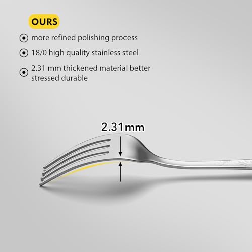 Image of 40 Piece Silverware Set, Service for 8, EIUBUIE Premium Stainless Steel Cutlery Set, Mirror Polished Flatware Sets with Pattern Handle, Modern Kitchen Eating Utensils Sets