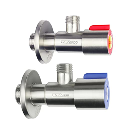 2 valvole angolari in acciaio inox per lavabo, montaggio a parete, 3/8', caldo freddo