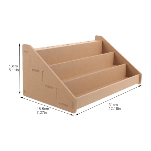 Image of Wood Paint Stand Organizer with Storage Multi-Layer Paint Brush Rack 12.2 X 7.3 X 5.1 Inches Art Supplies Storage for Home Studio