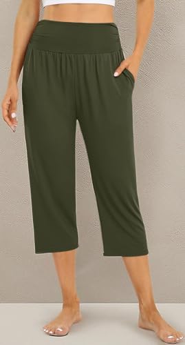 Image of UEU Women's Yoga Capri Pants Loose Soft Drawstring Workout Sweatpants