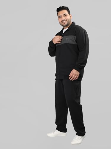 Image of CHKOKKO Men's Plus Size Winter Track Suit Zipper Set Black L,Sports Suit