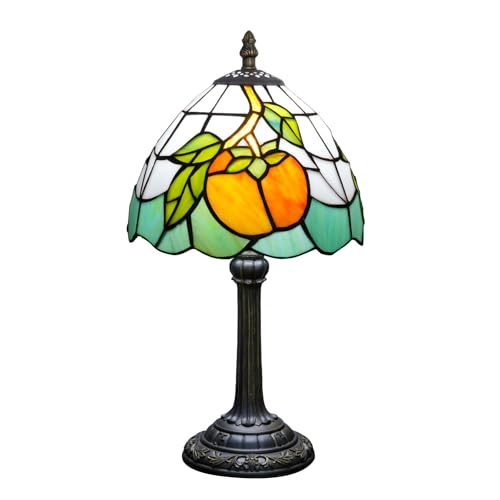 KIPHEPI Stained-Glass Tiffany-Style Mushroom Table Lamp (Persimmon, 14in)