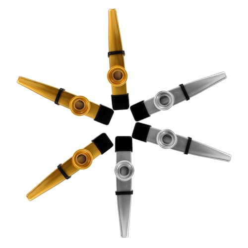 BESPORTBLE 6pcs Small Metal Kazoos for Adults Easy to Play Musical Instrument for Stage Performance Durable Kazoo for Beginners and Practice with Ukulele Guitar