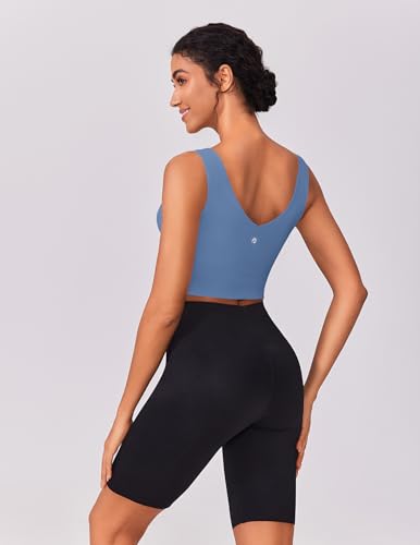 Image of PINSPARK Sports Bras for Women Built in Bras Padded Yoga Bra V Neck Longline Workout Tank Tops with Removable Pads