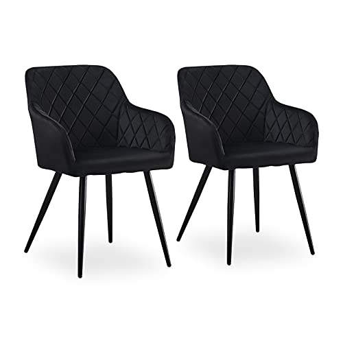 Clipop Silla De Comedor Juego De 2 Silla Tapizada De Terciopelo Silla De Cocina Retro Silla De Brazo Silla De Salón Con Patas De Metal 2, Terciopelo-Negro Clipop Silla De Comedor Juego De 2 Silla Tapizada De Terciopelo Silla De Cocina Retro Silla De Brazo Silla De Salón Con Patas De Metal 2, Terciopelo-Negro