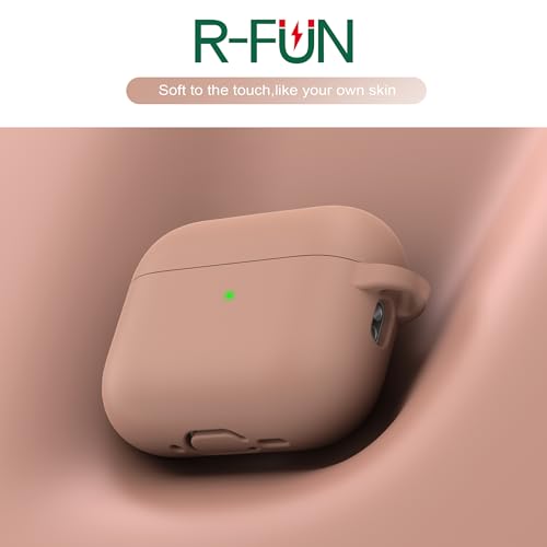 Image of R-fun for AirPods Pro 3 Case (2025), Soft Silicone Protective Case Cover Compatible with Apple AirPods Pro 3rd Generation (USB-C Cable) for Women Men with Cleaning Kit and Keychain, Milk Tea