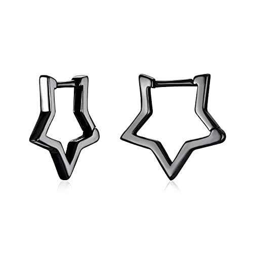 Image of BISAER Silver Huggie Hoop Earrings for Women, 925 Sterling Silver Post Star Small Hoop Earrings Hypoallergenic Lightweight Everyday Jewelry Gift Cute