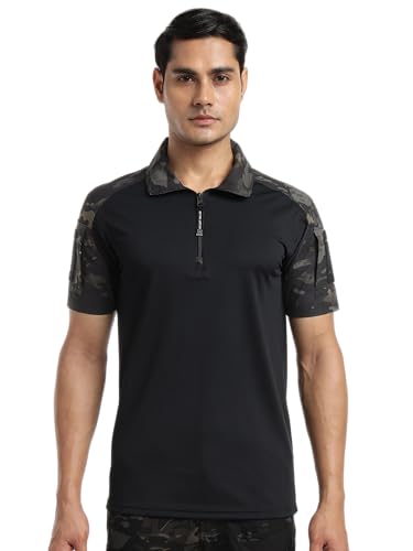 Image of MOUNTMILLER Men's Short Sleeve Ripstop Tactical Polo T-Shirt | Anti-Odor | Moisture-Wicking | UV Protective| Ideal for Hiking & Trekking, Outdoor