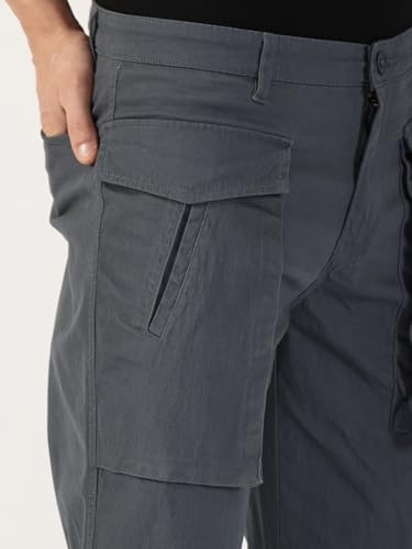 Image of Thomas Scott Men's | Solid | Light Weight | Breathable Fabric | Mid Rise | Regular Fit | Cotton Blend | Button Waist | Cargo | Trouser | Pants