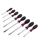 Wiha 53398 Screwdriver Set, Slotted And Phillips, Heavy Duty MicroFinish Handle, 8 Piece